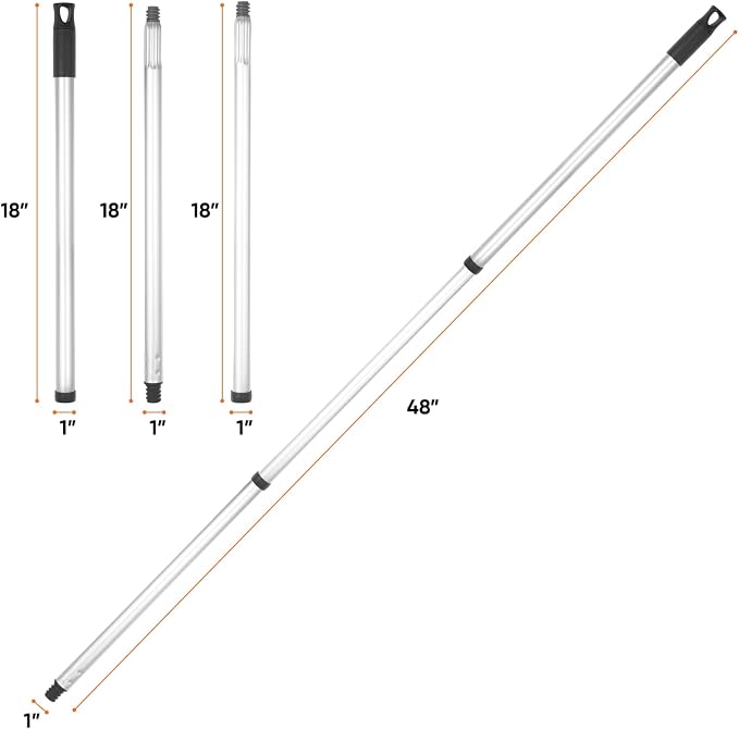 Rubber Bristle Broom for Floors Salon Broom, Rubber Squeegee Broom, Rug Broom, Rubber Rake for Human Hair, Pet Hair, Fur, Lint, Liquid, with 3-Part Handle, Grey