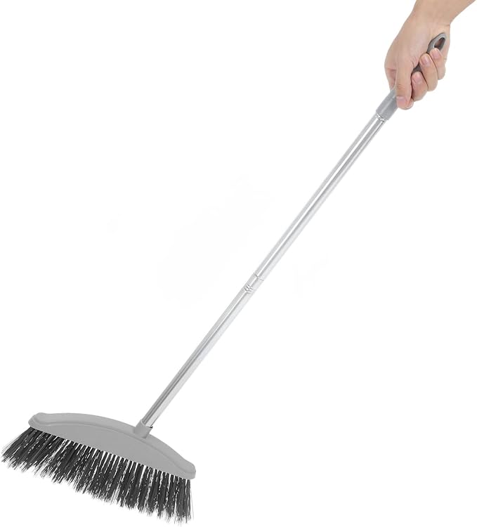 Abaodam Indoor and Outdoor Cleaning Broom with Long Handle, Heavy Duty Floor Sweeping Broom for Pet Hair and Dust Removal, Nordic Gray Handheld Floor Cleaning Tool for Home Use