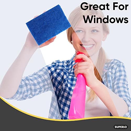 Scouring Pad Non-Scratching Scrubber Non-Scratch Cleaning Scrub Pads Heavy Duty Scouring Pad Reusable Kitchen Scrubbing Pad Pack of 24 Blue, by Superio