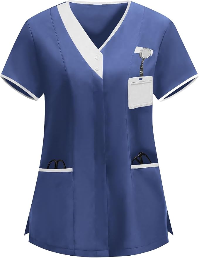 2026 Scrub for Cleaning Jobs Uniform, Multi Pockets Scrubs for Women Sets, V-Neck Top & Straight Leg Pants Scrubs Set
