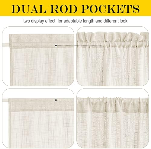 NICETOWN Beige Sidelight Door Curtain 72 Inches Long for Sidelight Windows | Linen Textured Farmhouse French Door Shade with Tie Back for Kitchen Closet Glass, 26 x 72 Inch Length, 1 Panel