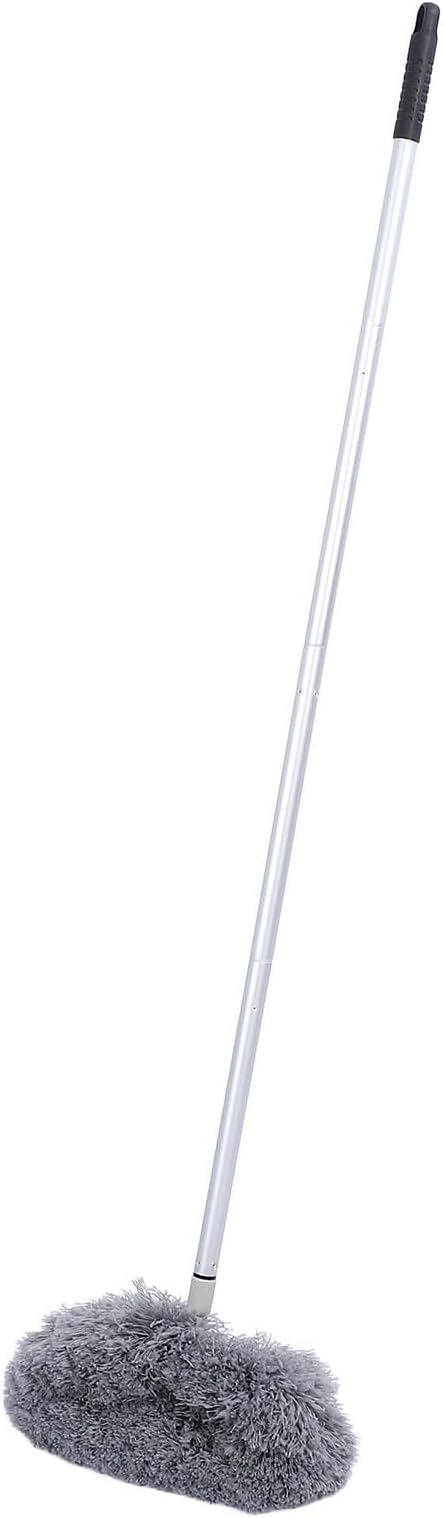 Extra Long Round Duster, 360 Degree Rotation, Washable Ceiling Fan Duster, 140Cm High Dust Removal Tool for High Ceilings, Furniture Gray
