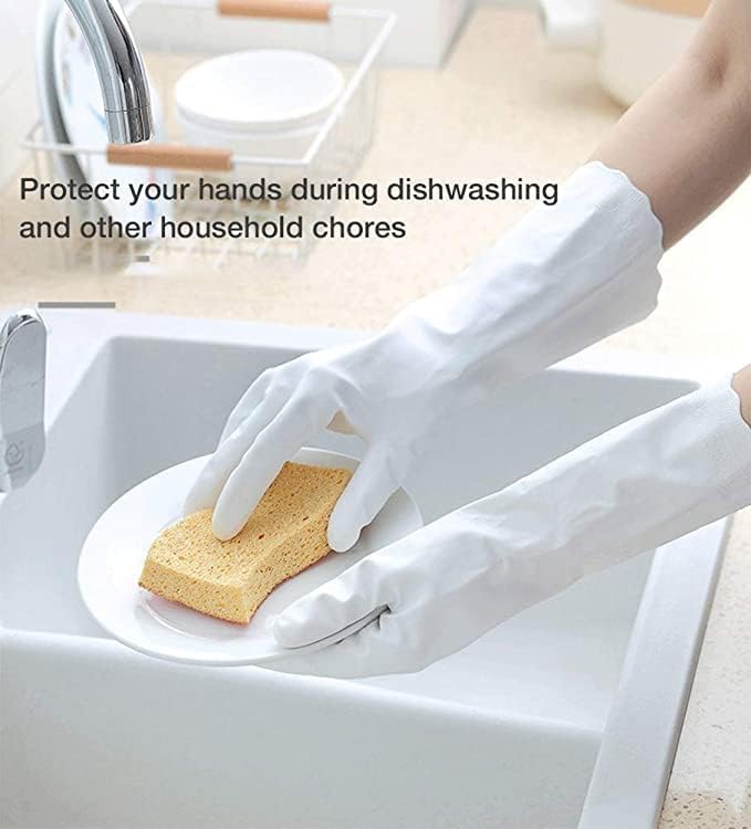 Alimat PluS Pink Cleaning Gloves Latex Free, Cotton Liner, 1 Pair, Medium | Reusable Dishwashing Gloves with Non Slip Embossed Texture, Waterproof Kitchen Gloves for Laundry, Gardening