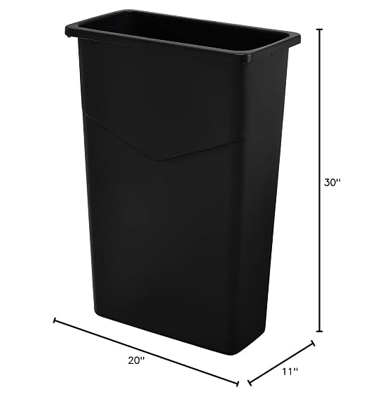 Global Industrial Slim Trash Container with Open Top, Plastic Construction, | 23 Gallon Capacity, 20"W x 11"D x 30"H, For Indoor Use, Lid Sold Separately, Black