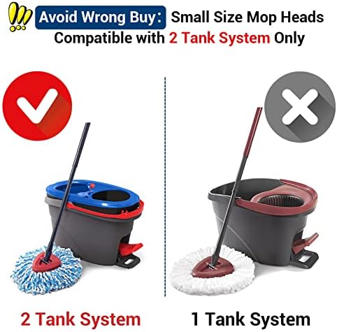 Spin Mop Replacement Heads for O-Cedar RinseClean 2-Tank, Microfiber 2-Pack | Not for 1-Tank; washable, reusable mop head refills for wet/dry use on tile, wood, windows & car interiors; easy snap-on fit.