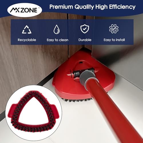 Scrub Brush & Mop Base Replacement for O-Cedar RinseClean 2-Tank System | Includes 1 triangle base and hard-PP mop scrubber brush head; 180-degree swivel tackles soap scum. Not for EasyWring 1-Tank.