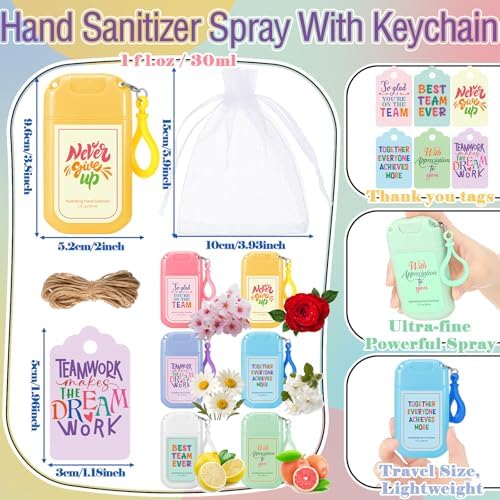 FoldTier 24 Set Housekeeping Week Gifts Bulk Hand Sanitizer Spray | Team Employee Appreciation Gifts for Teacher Coworker Staff Nurse, 1 oz Mini Mist Hand Sanitizer Spray Travel Size with Tag