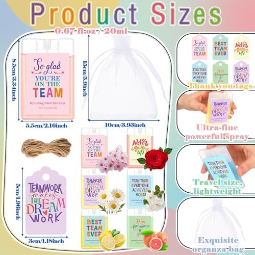 FoldTier 24 Set Housekeeping Week Gifts Bulk Hand Sanitizer Spray | Team Employee Appreciation Gift for Teacher Coworker Staff Nurse, 0.67 oz Mini Mist Hand Sanitizer Spray Travel Size with Tag