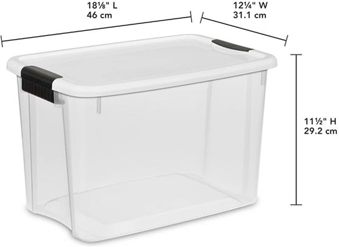 Sterilite Ultra Latch Box with Lids for Home and Office, 30 Quart, 6-Pack | Heavy-Duty and Stackable Plastic Containers with Latches for Closet, Cabinet, Bedroom, Bathroom and Dorm Room Organization