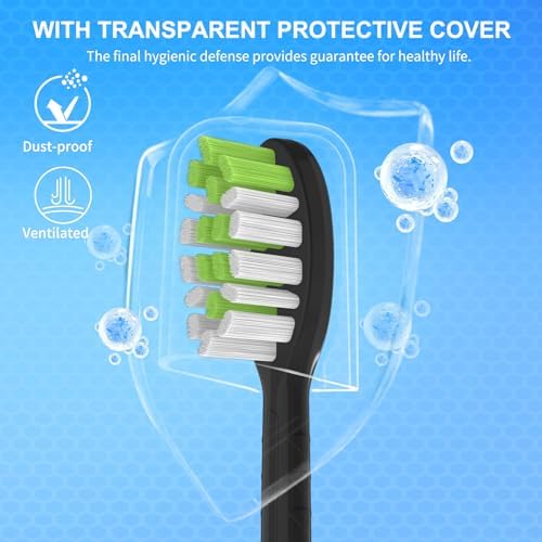 10 Pack Toothbrush Replacement Heads for Philips One Sonicare, Black | Medium bristles, Aldult Tooth Brush Heads Refill