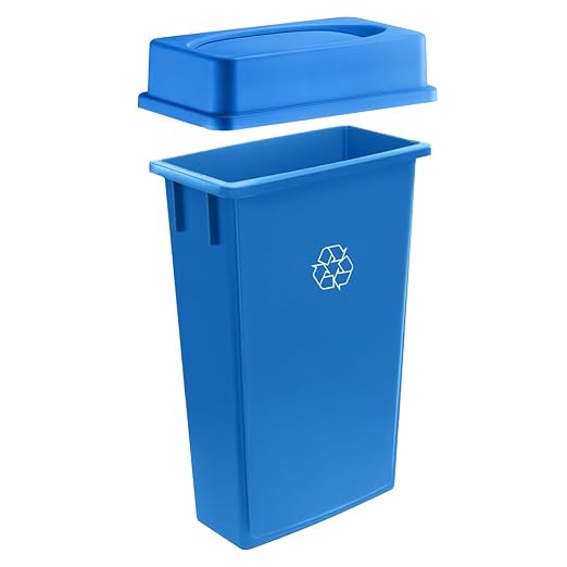 3 pack 23 Gallon Waste Bin with Swing Lid, Heavy-Duty Trash Can, Slim Rectangular Garbage Bin, Durable Waste Container, Recycling Bin, Plastic Wastebasket for Kitchen, Garage, Restaurants, Office