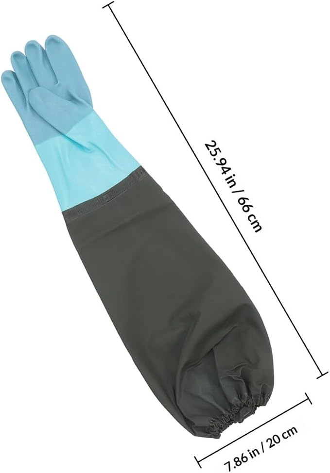 Zerodeko Long Rubber Gloves Elbow Length Waterproof Heavy Duty Reusable Household Cleaning Gloves with Extended Cuff for Gardening and Work Safety