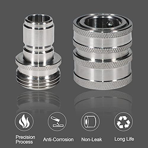 YAMATIC Stainless Steel Garden Hose Quick Connectors, 3/4" Thread (4 PACK) | Heavy Duty Stainless Steel Fittings, Durability and Leakproof for Garden, Yard, Lawn, Instant Connection