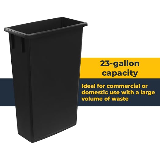 3 Pack 23 Gallon Waste Bin, Heavy-Duty Trash Can, Slim Rectangular Garbage Bin, Durable Waste Container, Recycling Bin, Plastic Wastebasket for Kitchen, Garage, Hotels, Restaurants, Office