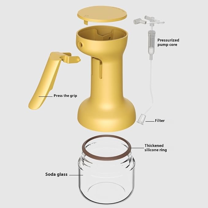 Multifunctional Glass Oil Sprayer Bottle With Pressurized Silicone Pump Nonslip Handle For Cooking Vinegar And Sauce Dispensing