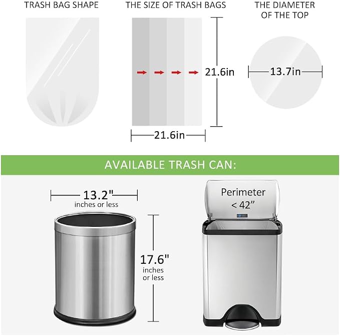 5 Gallon 180 Counts (fit 4.5-5.3 Gal) Small Clear Trash Bags Garbage Bags by RayPard, 18-20 Liter trash Bin Liners for Home Office Kitchen Bathroom Bedroom, 5 Gallon Bucket Liner