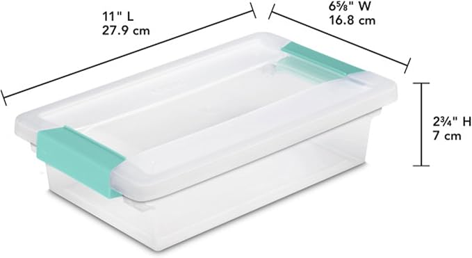 Sterilite Clip Box, Stackable Clear Plastic Bins- Small, 24-Pack | Storage Containers with Latching Lids for Writing, Arts or Crafts Supplies - Home, Office, Classroom & Workshop Organization