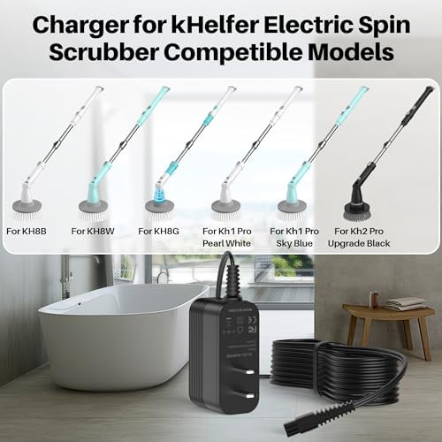 Charger for KHelfer Kh8 Pro Electric Spin Scrubber DC 9V AC Adapter | Compatible with Kh8 Series Kh1 Pro Kh2 KH8W KH8B KH8G