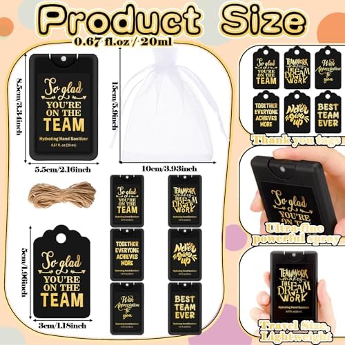 FoldTier 24 Set Housekeeping Week Gifts Bulk Hand Sanitizer Spray | Team Employee Appreciation Gift for Teacher Coworker Staff Nurse, 0.67 oz Mini Mist Hand Sanitizer Spray Travel Size with Tag