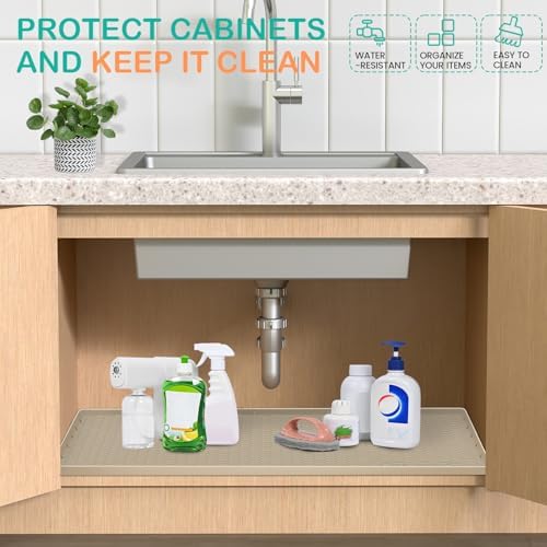 Silicone Under Sink Mat 22"x19", Waterproof Cabinet Liner, LightBlue | Shelf Liner, Cabinet Protector, Home Organizer, for Kitchen, Bathroom, Multipurpose, Leak Proof, Easy Clean, Drip Tray, Clean
