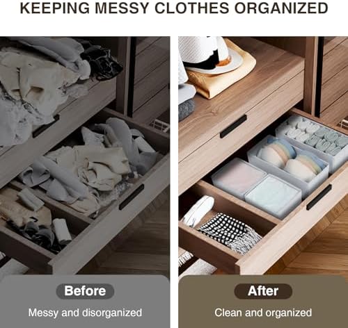 DIMJ Drawer Organizer Clothes, 12 Pack Fabric Closet Organizers and Storage, Foldable Baby Clothes Organizer & Dresser Bin For Nursery, Bedroom, Closet, Socks, Bra, Tie,White