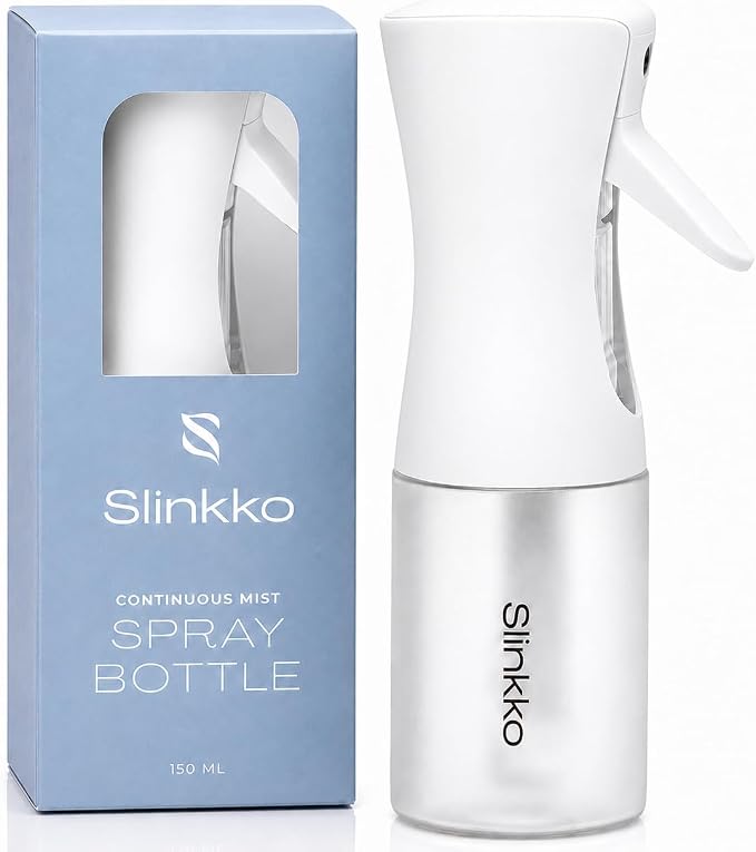 Continuous Spray Bottle for Hair - 150ml Matte White Ultra Fine Continuous Mist Spray Bottle - Refillable Mini Water Spray Bottle for Hair Salon Styling & Plant Misters for Inside
