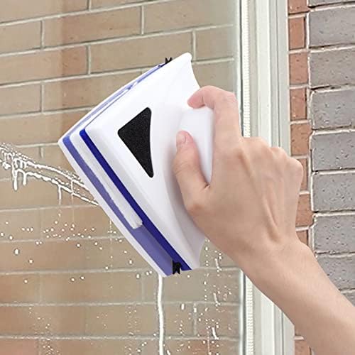 Magnetic Window Cleaner, Double Sided Glass Cleaning Wiper with Strong Magnets Anti Fall Rope Design for Single Glazed Home Windows Plastic 16x7x14cm 1 Pack