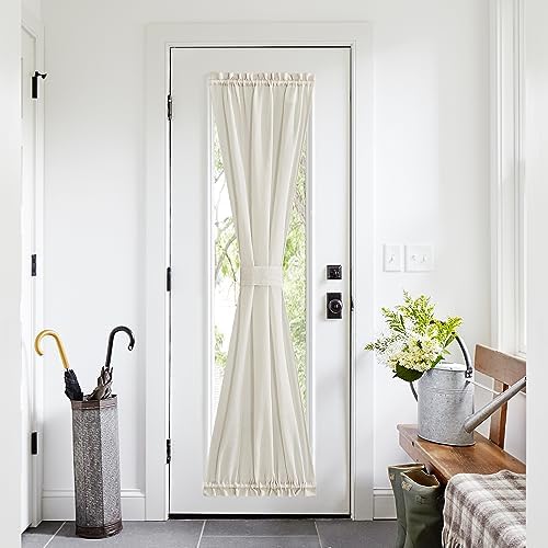 NICETOWN Ivory White Sidelight Door Curtain 72 Inches Long for Side Window | Linen Sheer, Privacy Light Filtering, French Door Curtain Panels with Adjustable Tieback, 26 inch Wide, 1 Panel, Ivory White