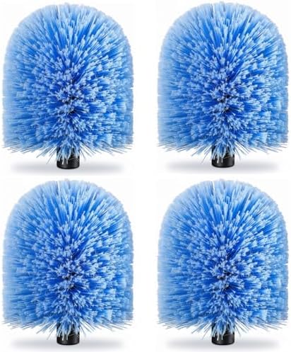 4 Pack Screw on Webster Cobweb Duster Head for Pole,Spider Web Remover Brush, Cobweb Duster Head Attachment,Fits Standard 3/4 inch Threaded Poles(Big, Blue)