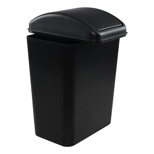 4.5 Gallon Slim Trash Bin with Lid, Swing Top Garbage Can, Black