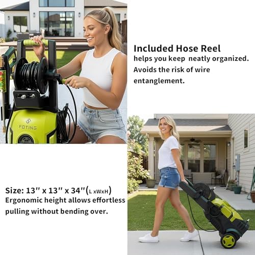 2026Upgraded Pressure Washer 5000PSI with Adj-8-Level Touch Screen, 34" Tall Power Washer, 4 Quick Connect Nozzles, Inlet Hose&Filter&500mlFoam Cannon for Cars/Fences/Driveways/Home Cleaning，Yellow