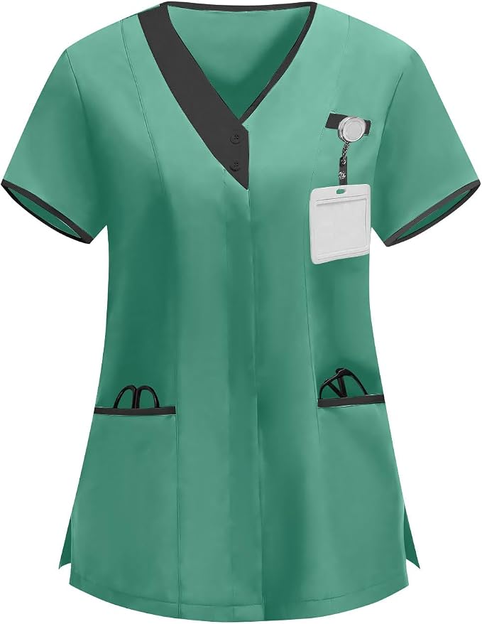 2026 Scrub for Cleaning Jobs Uniform, Multi Pockets Scrubs for Women Sets, V-Neck Top & Straight Leg Pants Scrubs Set