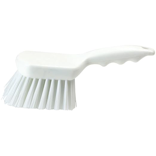 SPARTA 40541EC02 Plastic Scrub Brush, Utility Brush, Kitchen Brush with Hanging Hole for Cleaning, 8 Inches, White, (Pack of 6)