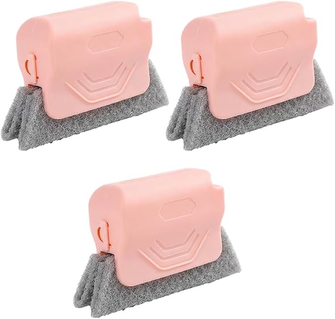 Window Track Cleaner,2026 new Handheld Cleaning Brush Set, for Window Slides Grooves, Tile Grout Lines, Shutter Slats, Car Ac Vents & Narrow Gaps (Pink 3pcs)