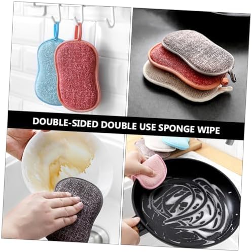 KOMBIUDA 10pcs Non-Scratch Scrub Sponge Pads for Dishwashing Kitchen Cleaning Comfortable Grip Multifunctional Sponge Scrubbers for Dishes and Non-Stick Cookware Random Color