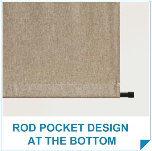 RYB HOME Sidelight Curtains for Front Door, Window Covering No Drill | Thermal Insulated, Linen Blend, Privacy Assured, Small Shade for Side Patio Glass French Door, W12 x L69, Mocha, 1 Panel