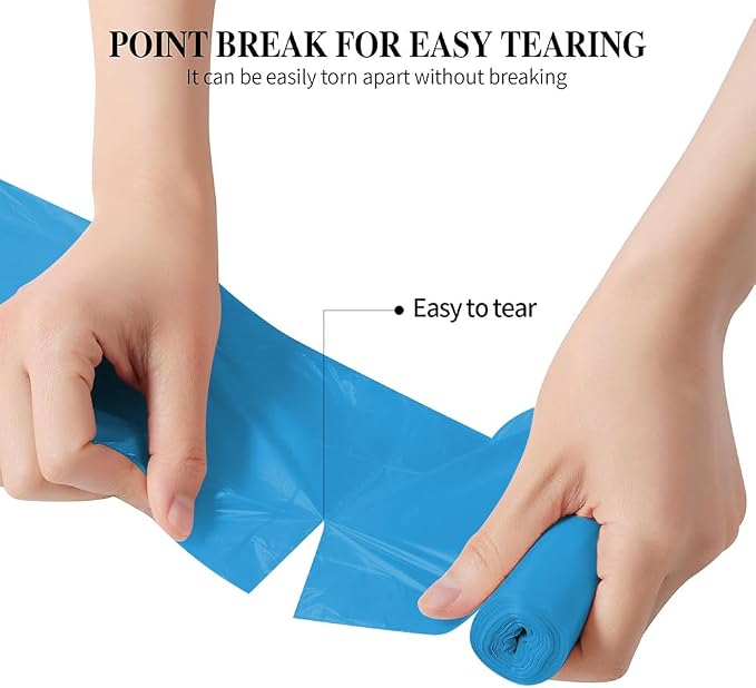 5 Rolls Small Trash Garbage Bags, 4 Gallon 100 Counts (Blue) | Strong Thin Material Disposable Kitchen Garbage Bags, Durable Plastic Trash Bags for Office Home Bedroom Garden Waste Bin