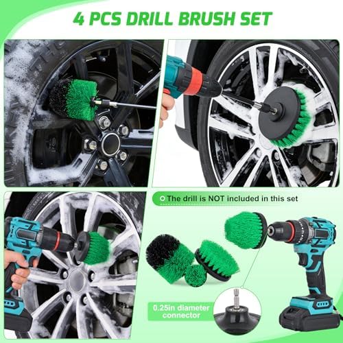 Nilight 52PCS Car Detailing Kit for Interior Exterior Car Care, Green | car wash auto cleaning Tools with storage bag, Deep Clean Polish Car Care Windshield Dashboard Seat Air Vents Wheels Tires