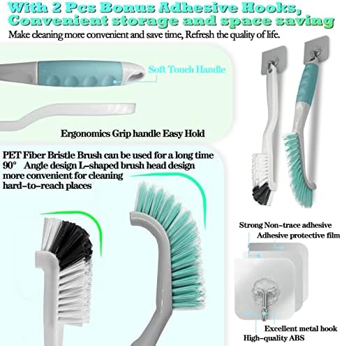 2Pcs Cleaning Brushes, Multi-Purpose Right Angle Brush Scrubbing Kitchen Coffeeroom Tearoom Deep Cleaning Edge Corner Crevices Grout Scrub Bottle Cup Jar Cans for Household Use.