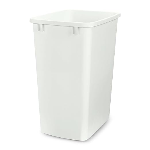 Rev-A-Shelf Double Pullout Garbage Trash Cans for Kitchen Cabinets, 35 Qt | Replacement Large Capacity Waste/ Recycling Bins for Kitchen Cabinet Pullouts, White, RV-35-52