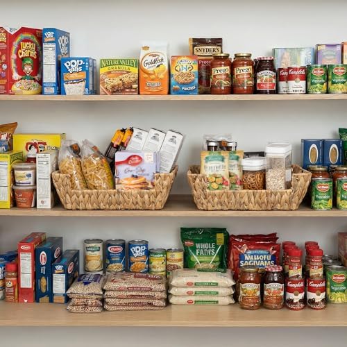 StorageWorks Pantry Baskets for Organizing, Woven Baskets, Water Hyacinth | Pantry Baskets for Patato and Onion Storage, Stackable Wicker Basket Organizer for Shelf, Woven Basket for Storage, 2-Pack
