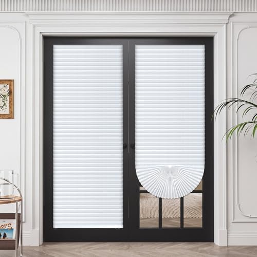Leinuosen 2 Pcs 35''w x 83'' French Door Paper Shade Magnetic Temporary Blinds No Tools Privacy Paper Shade Blackout Blinds for Window Sliding Door Light Filtering