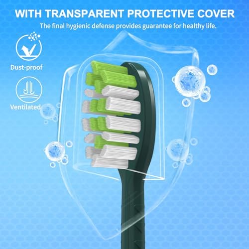 10 Pack Toothbrush Replacement Heads for Philips One Sonicare, Sage Green | Medium bristles, Aldult Tooth Brush Heads Refill