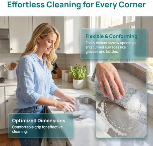 12PCS Non-Scratch Scrub Sponges | Dish Wash Scrub Pads | Heavy Duty Kitchen Cleaning Sponges Scrubber for Dishes Pans Pots Cleaning