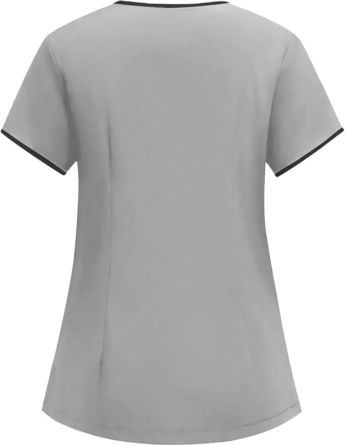 Medical Scrub Tops for Women Womens Short Sleeve Nursing Housekeeping Uniform Stretchy Workwear Cleaning Shirts