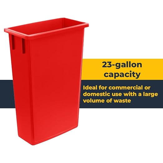 3 pack 23 Gallon Waste Bin with Lid & Dolly, Heavy-Duty Trash Can, Slim Rectangular Garbage Bin, Durable Waste Container, Recycling Bin, Plastic Wastebasket for Kitchen, Garage, Restaurants, Office