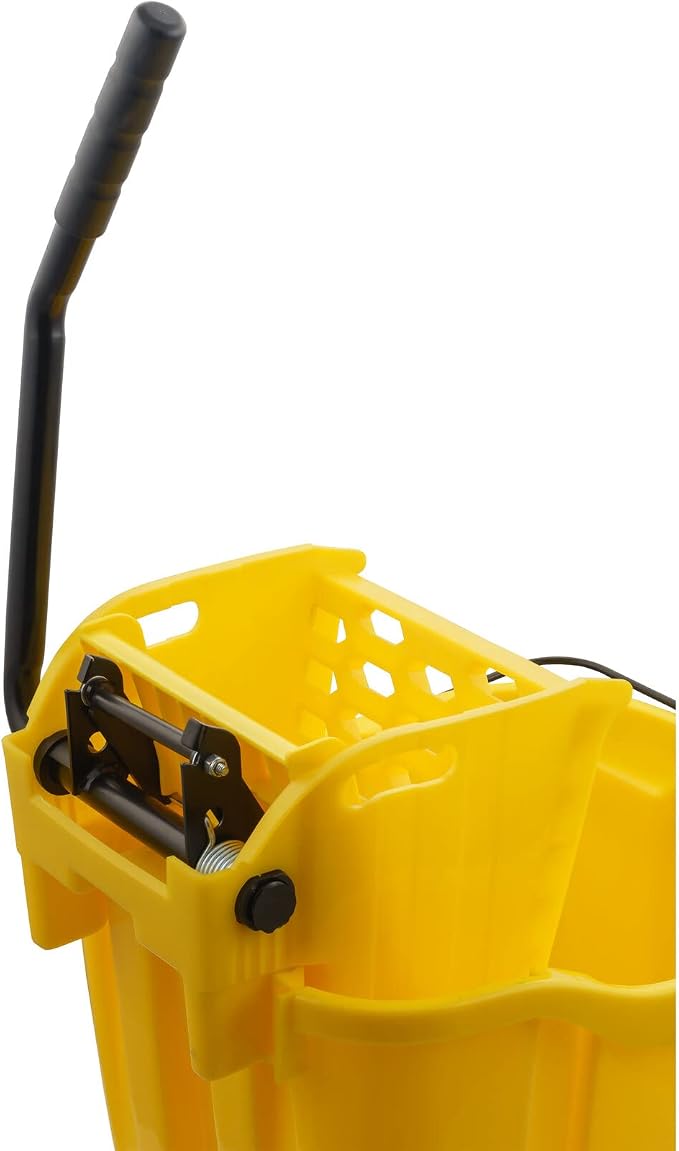 SPARTA 35 Qt Mop Bucket System with Wringer and Insert, Yellow | OmniFit, Polypropylene, 200,000-Cycle Wringer, Clean and Soiled Water Separation, Non-Marking Swivel Casters
