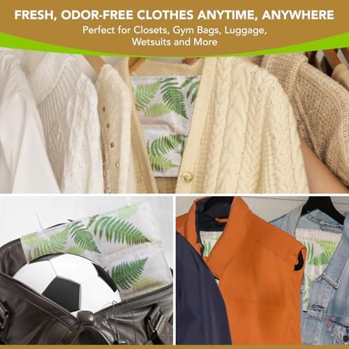 Hanging Bamboo Charcoal Natural Odor Absorber for Clothing, Closets, Wetsuits, Gym Bags & More – Fragrance-Free, Chemical Free, Reusable, Long-Lasting (3-Pack)