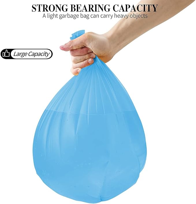 3 Rolls Small Trash Bags - 60 Counts 4 Gallon Small Garbage Bags (Blue) | Durable for home office kitchen Bathroom Bedroom Trash Can liners