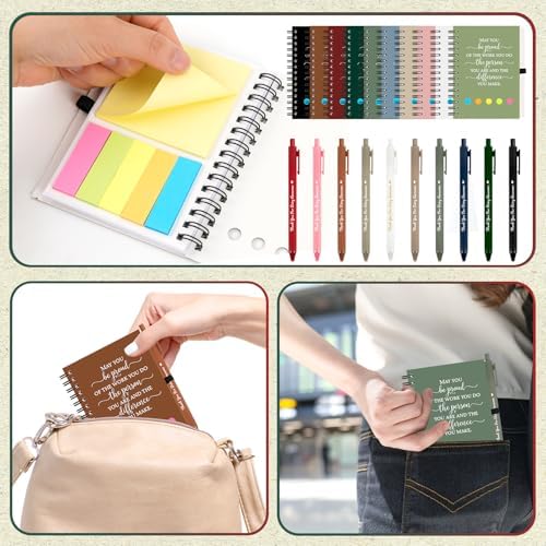 40 Sets Employee Appreciation Gifts Bulk Inspirational Spiral Notebook Journal with Sticky Notes Bamboo Pen Back to School Gifts for Students Teacher Nurse Coworker Office Team Housekeeping Staff